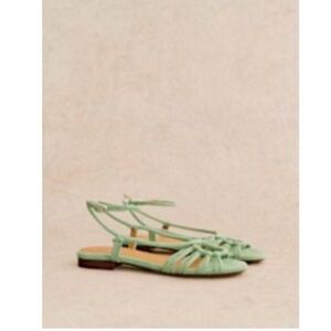 Sezane Gloria Low Sandals Green - Size 7 EU 38